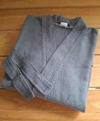 Bademantel aus Baumwolle grau - waffle