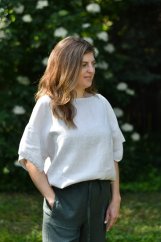 Lněná halenka oversize - světle béžová
