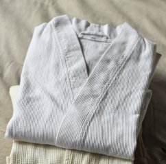 Bavlněný župan unisex - vazba vafle - bílý