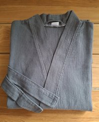 Bademantel aus Baumwolle grau - waffle
