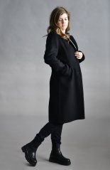 Dámský luxusní kabát ze 100% vlny - černý