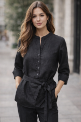 Leinenhemd für Damen mit Gürtel