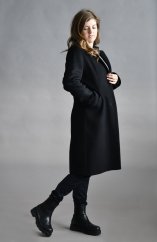 Dámský luxusní kabát ze 100% vlny - černý
