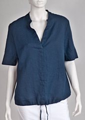 Women's linen blouse with drawstring