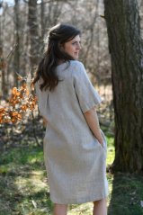 Damenkleid aus Leinen in A-Linie