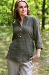 Women's linen shirt with belt